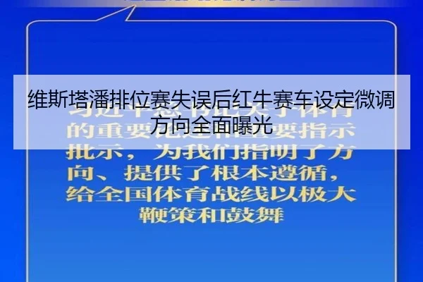 维斯塔潘排位赛失误后红牛赛车设定微调方向全面曝光